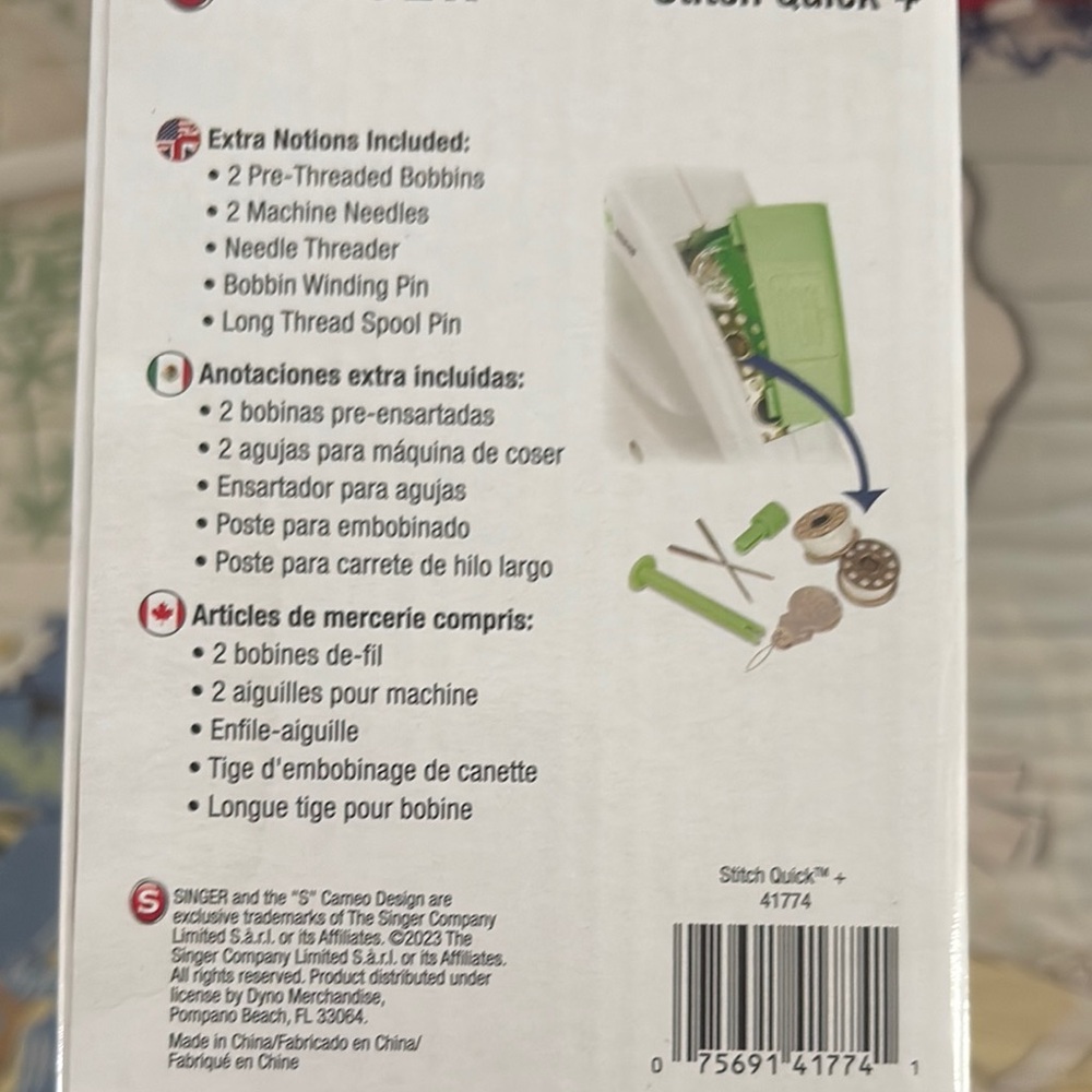 Singer White and Green Handheld Sewing Machine - Picture 2 of 4